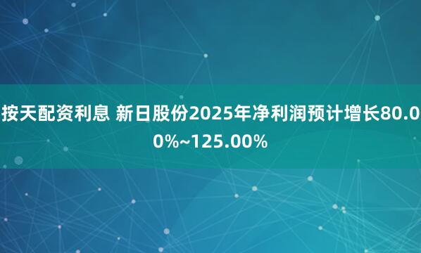 按天配资利息 新日股份2025年净利润预计增长80.00%~125.00%