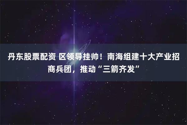 丹东股票配资 区领导挂帅！南海组建十大产业招商兵团，推动“三箭齐发”